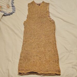 Hot Miami Styles Metallic Gold Knit Top